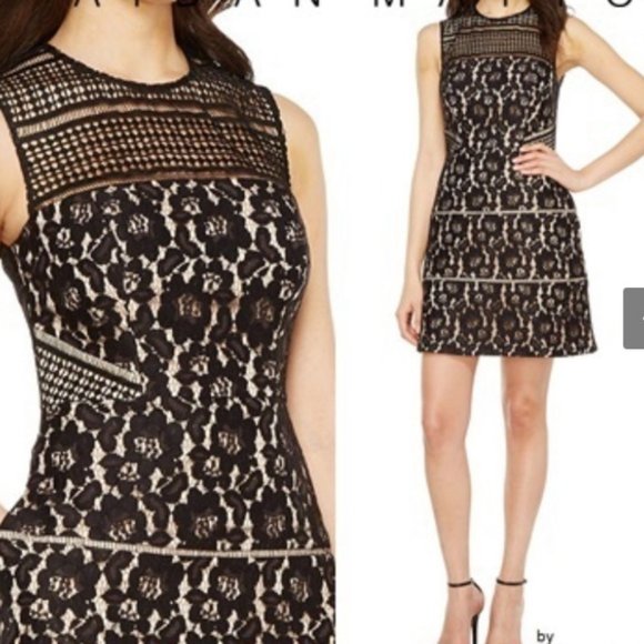 AIDAN MATTOX BLACK LACE FIT & FLARE SLEEVELESS MINI DRESS 0 NWT - Picture 10 of 10